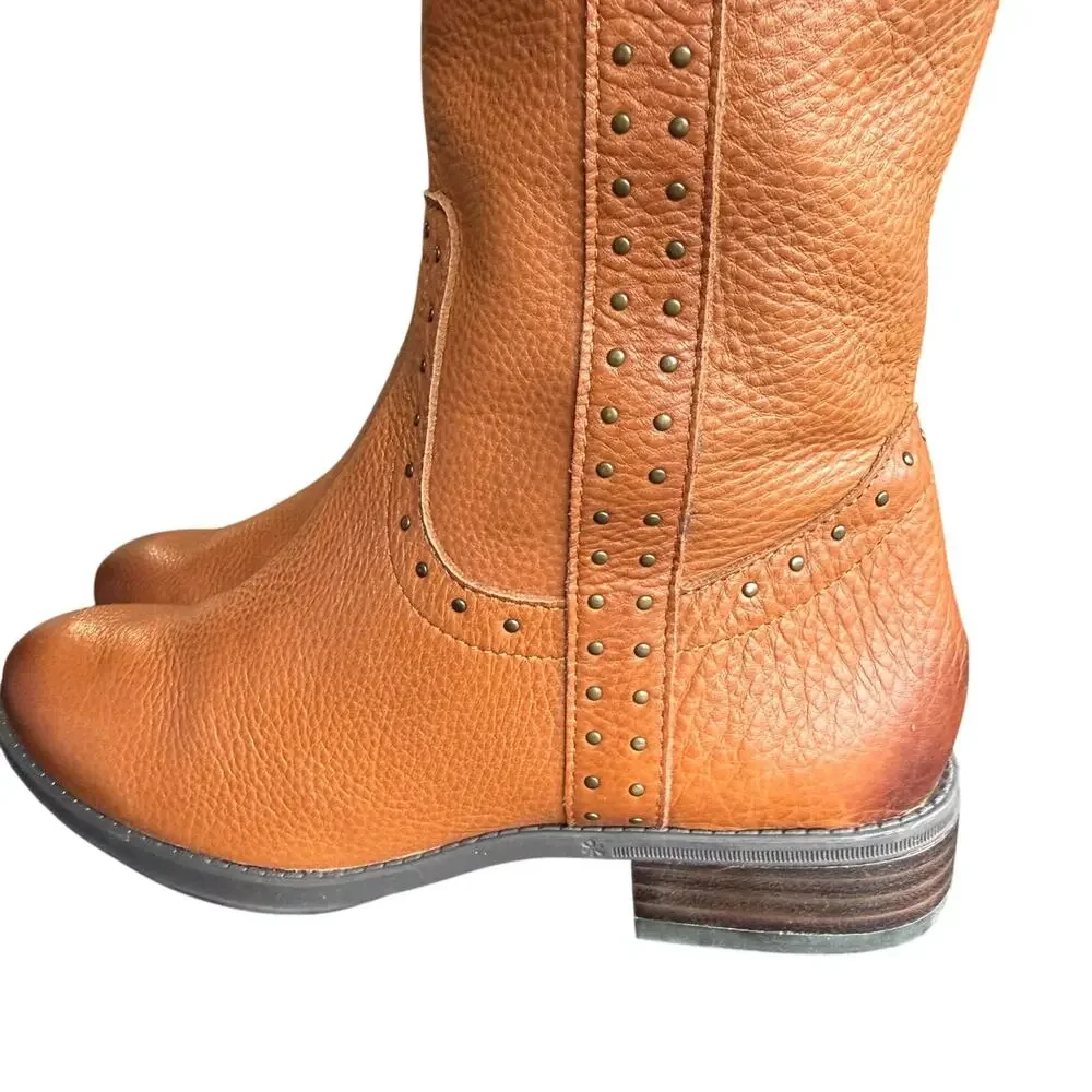 Sam Edelman Prina Women's Brown Leather Studded Knee High Riding Boots - 6.5